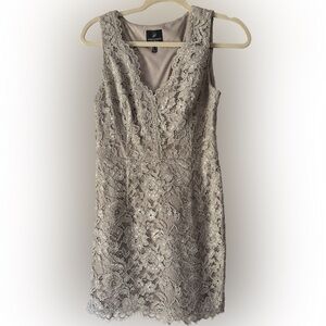 Adrianna Papell Lace Mini Dress - Beige